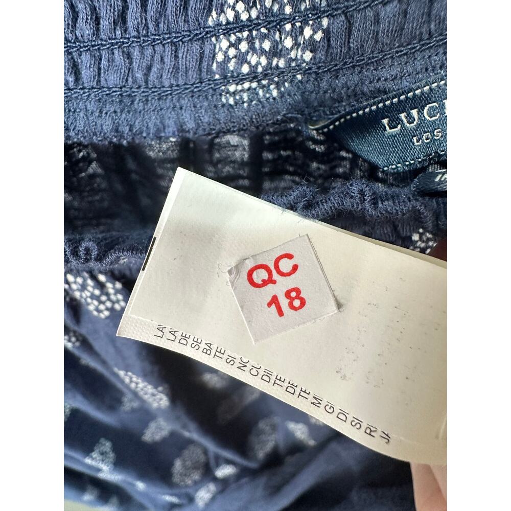 Lucky Brand Navy Blouse Sz XL/1X Off Shoulder | Prairie Festival Western Vibe - Picture 7 of 7